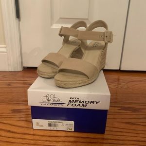 Beige espadrille wedges